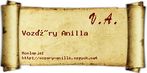 Vozáry Anilla névjegykártya